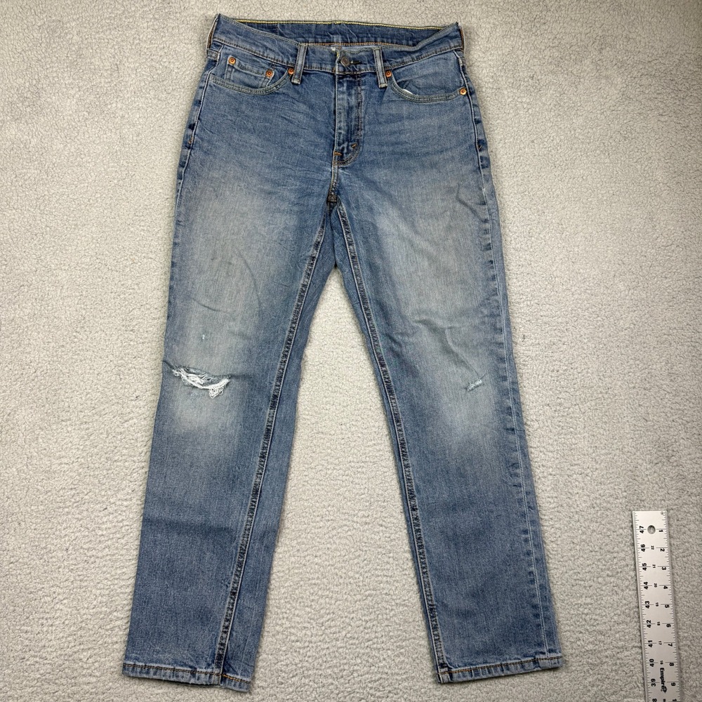Levis 511 Slim Fit Distressed Medium Wash Blue Denim Jeans Mens 31x28 Distressed
